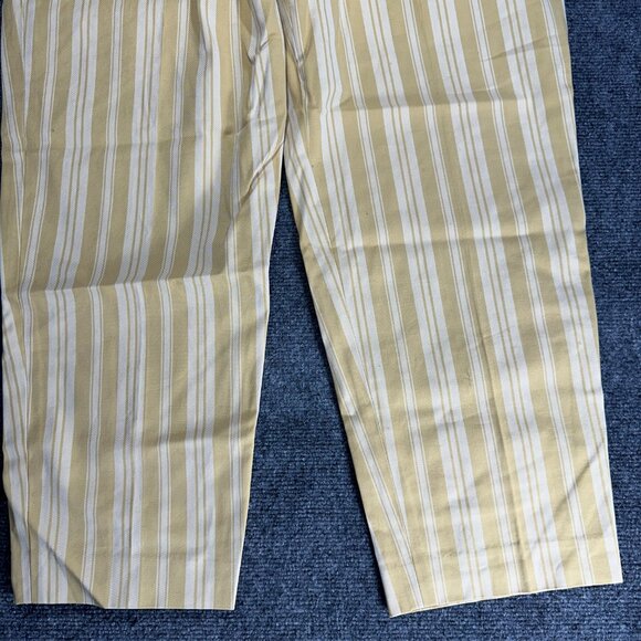 Club Monaco Pants Womens 12 Matie Slim Crop Yellow Stripe Cotton Stretch NEW - Picture 2 of 8